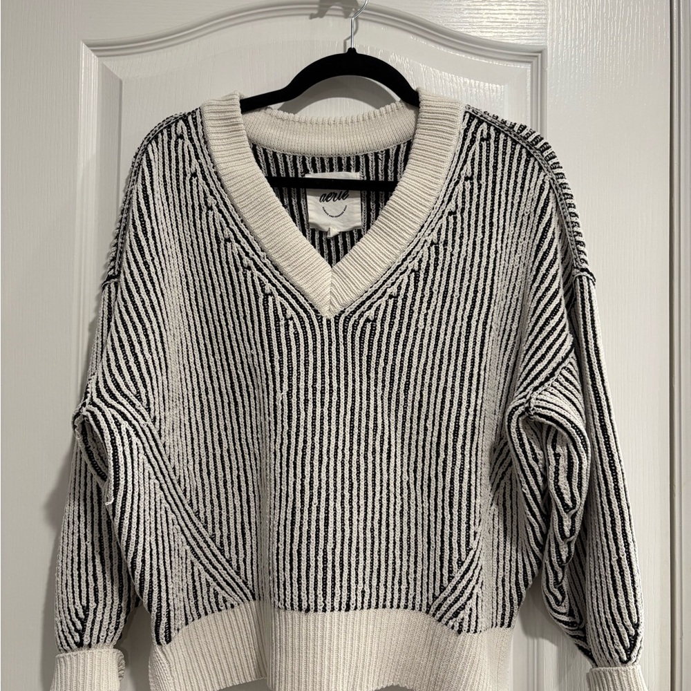 Aerie Black and White Striped Sweater